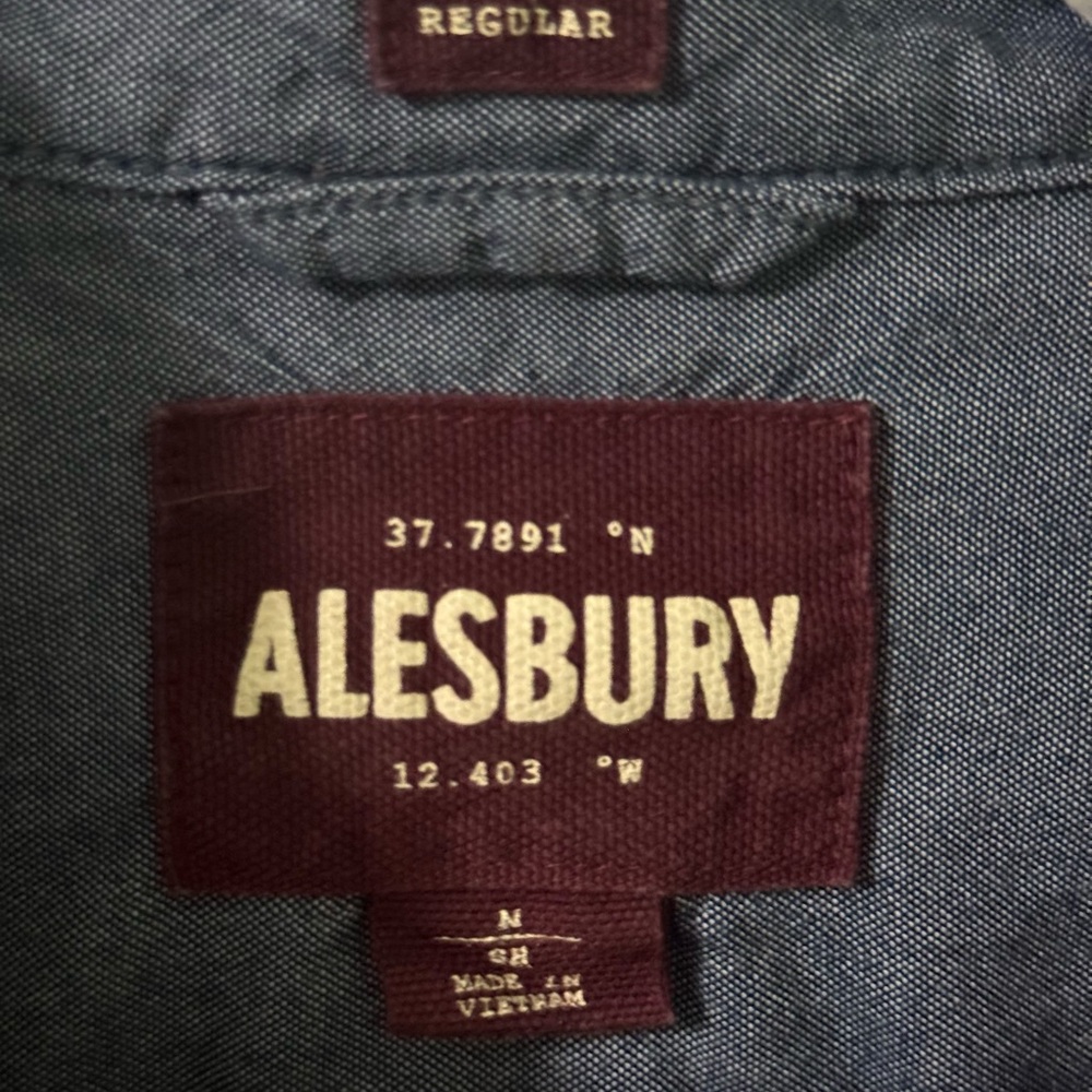 Alesbury Men's Plaid Button-Down Shirt - Navy and Mustard - Picture 3 of 3
